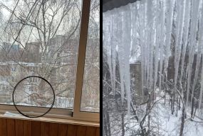 Через бурульки тріснуло скло: мешканці на Кривоноса скаржаться на ЖЕК. Але там вину відкидають