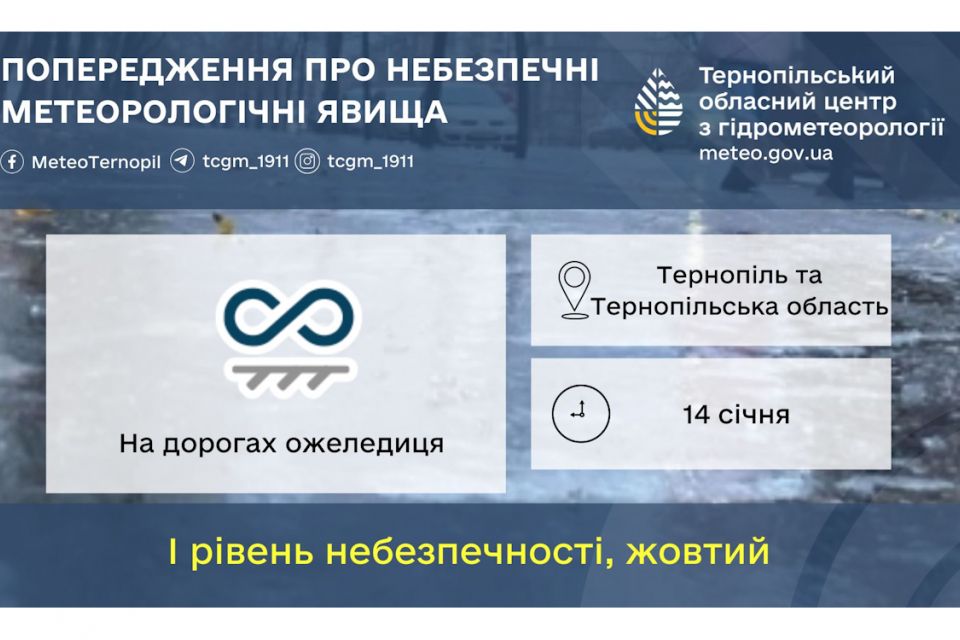 Після снігопадів – ожеледиця: синоптики попереджають тернополян про нову небезпеку (пресслужба Тернопільської міської ради)