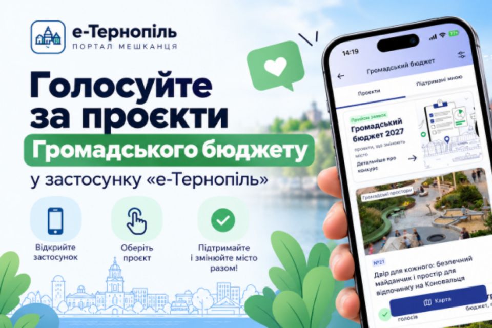 Тернополяни подали 28 проєктів на «Громадський бюджет-2027»: далі — голосування