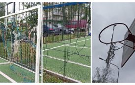 Бракує сітки, вирваний засув та потріскані лавки: як виглядає понівечений спортмайданчик на Бережанській