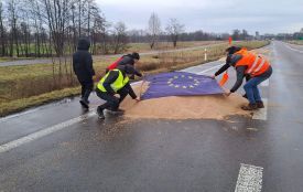 Поляки на кордоні висипали зерно з українських фур