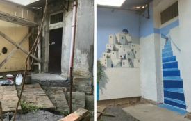 Зробили казку в старому під'їзді: художники з Тернополя розмалювали двір