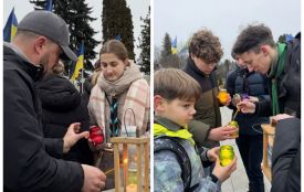 Пластуни принесли Вифлеємський Вогонь на Пантеон Героїв Тернополя