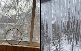 Через бурульки тріснуло скло: мешканці на Кривоноса скаржаться на ЖЕК. Але там вину відкидають