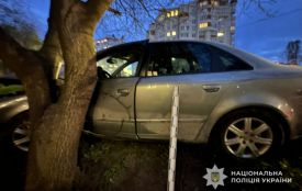 Аварія на Коновальця: авто на швидкості врізалось у дерево, є постраждалі