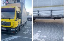 На 15 Квітня водій вантажівки припаркувався одразу на шести місцях для осіб з інвалідністю