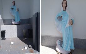 Кинули каменем та розірвали вервицю: у селі на Борщівщині познущались з фігури Матері Божої