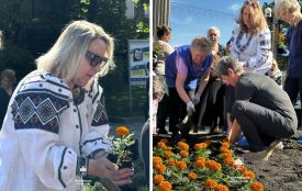 У центрі Тернополя дружини й матері полеглих Захисників посадили дві тисячі квітів пам’яті