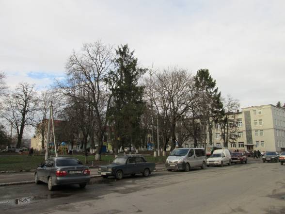 Запущений сквер на Ринкові площі у Збаражі